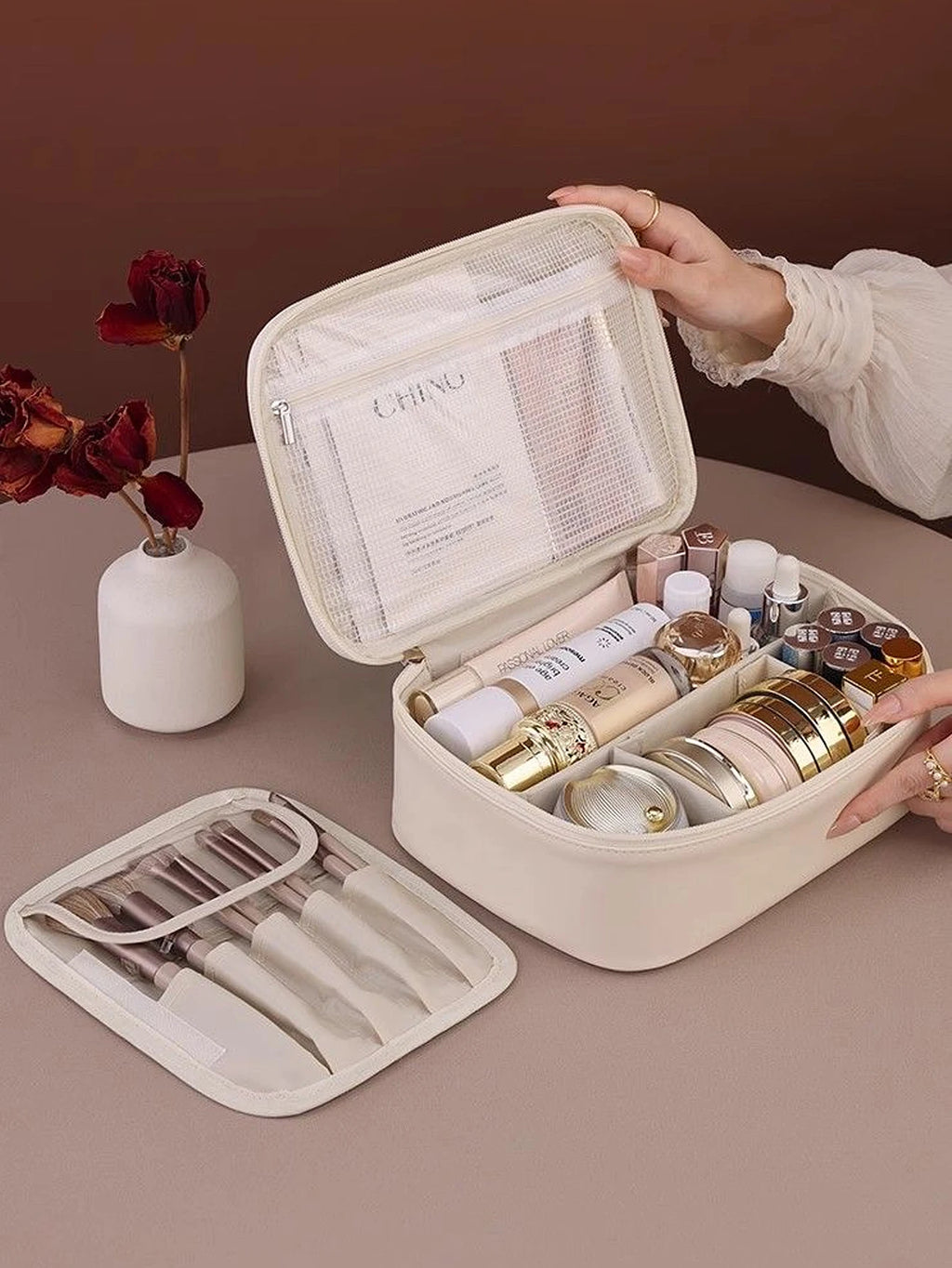 Elegant Waterproof Makeup Bag with Plenty of Beauty Space