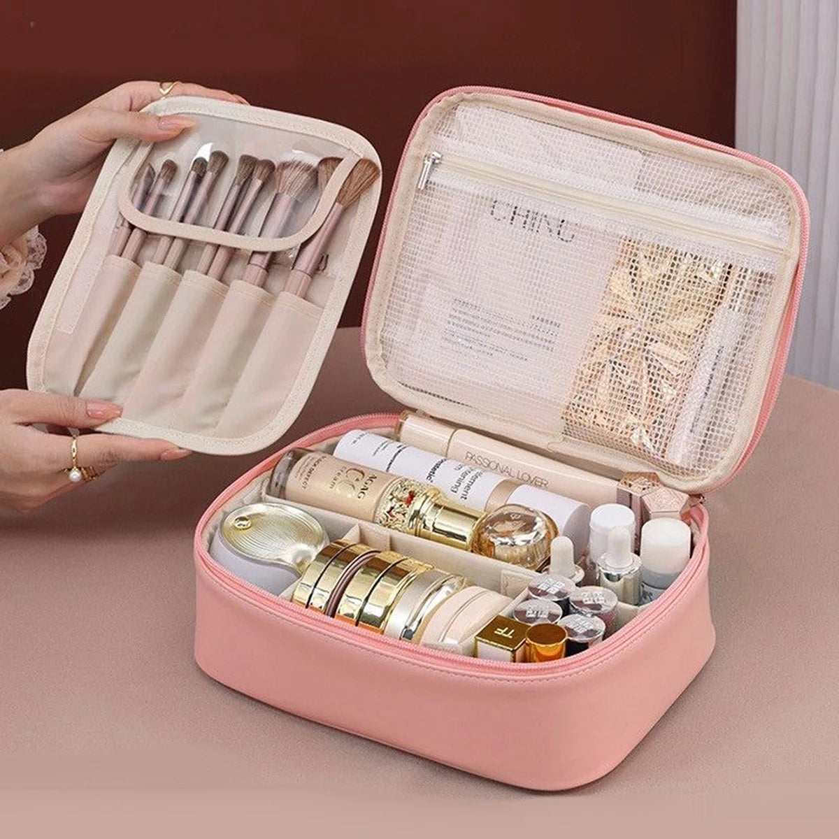 Elegant Waterproof Makeup Bag with Plenty of Beauty Space