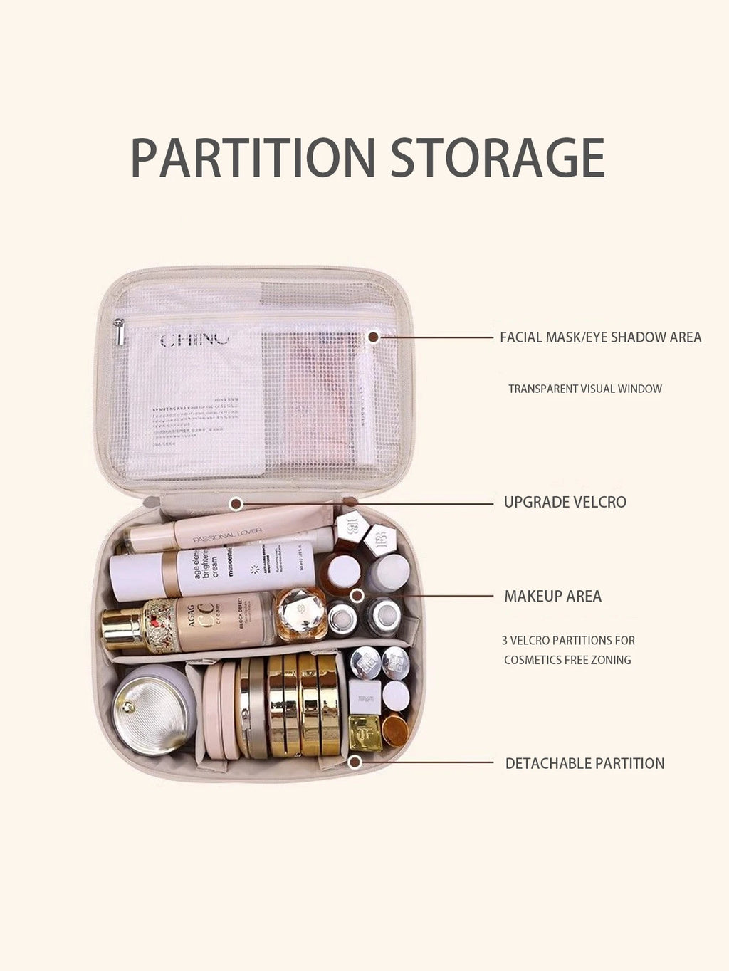 Elegant Waterproof Makeup Bag with Plenty of Beauty Space